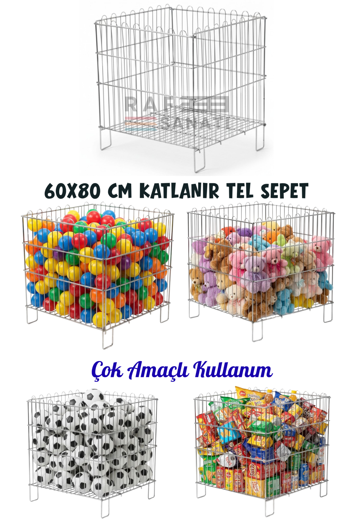 60x80 cm Katlanır Tel Havuz Sepeti | Market, Mağaza Promosyon ve Teşhir Sepeti